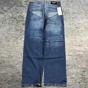 NWT Rich Yung Jeans Mens 36x32 Blue Embroidered Baggy Skater Vintage Y2K